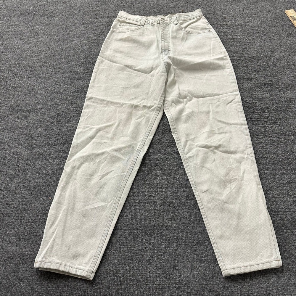 Bonjour Jeans Womens Size 26 White High Waisted Tapered Ankle Zip Vintage Cotton